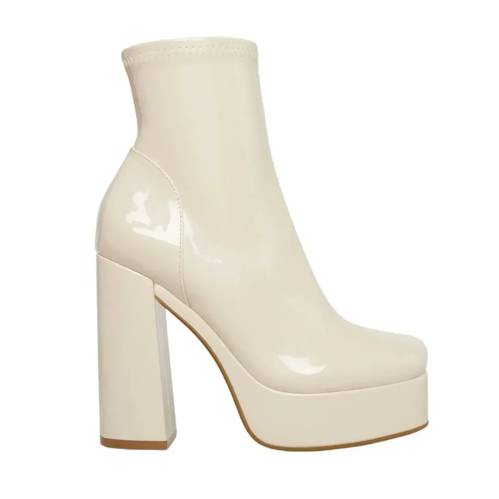 Steve Madden Women's Bianca Square Toe Platform Booties Bone Size 9 1/2